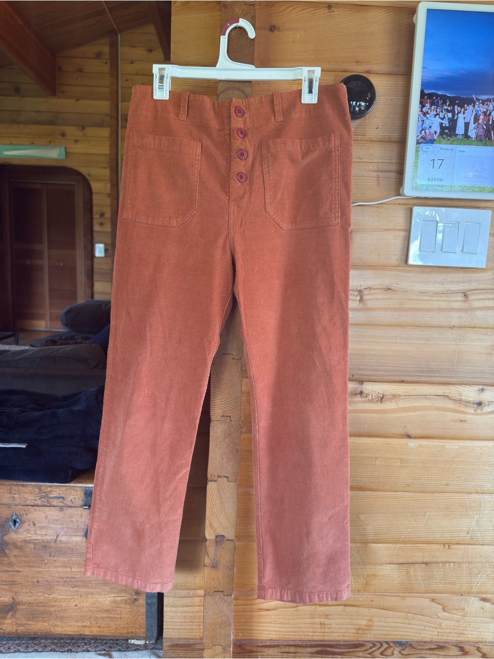 Prairie Underground Rust Corduroy Button-Fly Pants